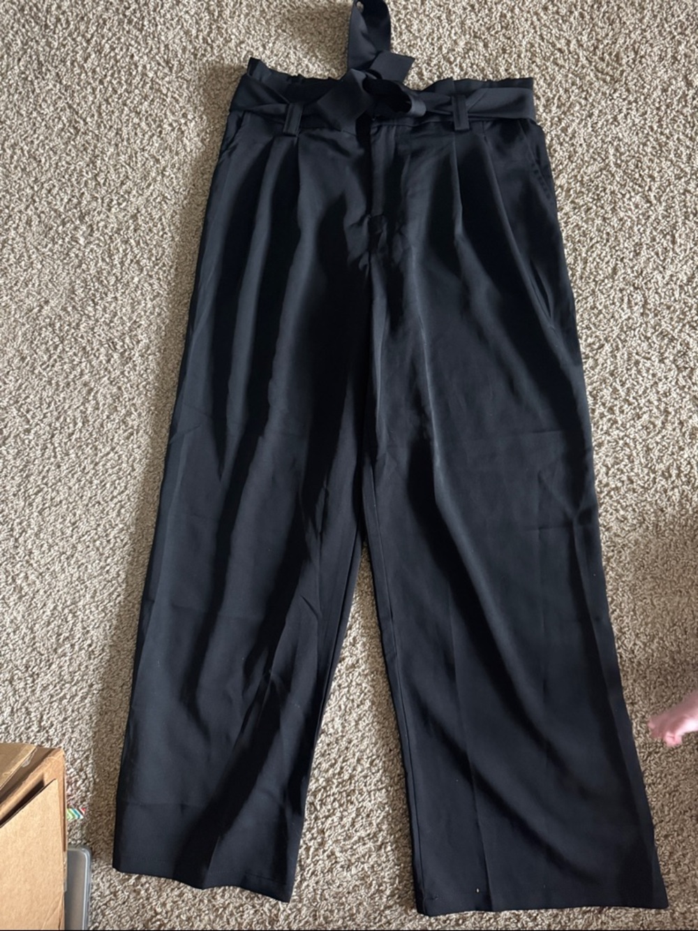 High-Waist Black Pleated Wide-Leg Trousers for Women